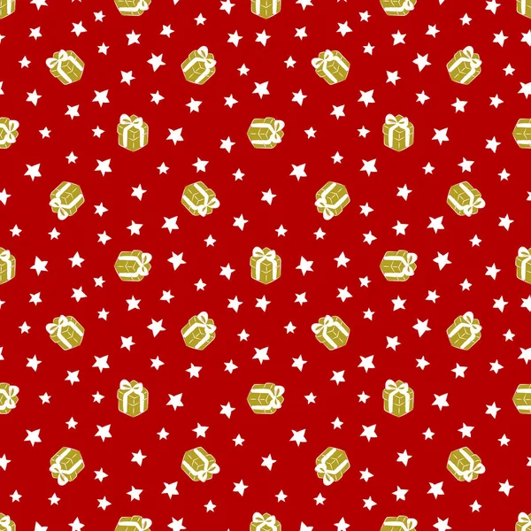 Christmass patch logo, gift, mistletoe seamless pattern — Stock Vector