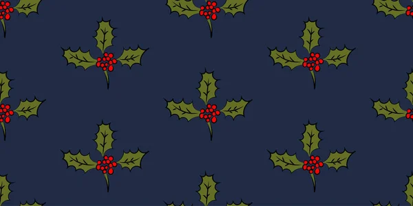 Kerst patch logo, geschenk, Maretak naadloze patroon — Stockvector