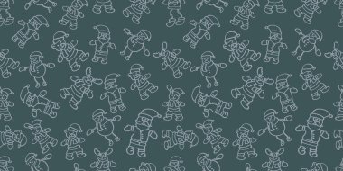 Sunni Noel ayı, geyik Noel Baba, Snowma nseamless desen