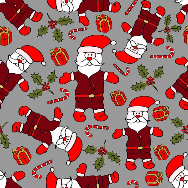 크리스마스 산타 모자, 선물 꽃 패턴을 완벽 하 게 — 스톡 벡터