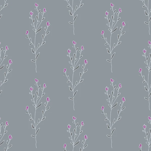 Kruiden en bloemen botanische naadloze patroon in schets stijl — Stockvector
