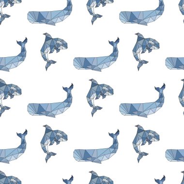 Balina orca desen çokgen stilini seamless modeli