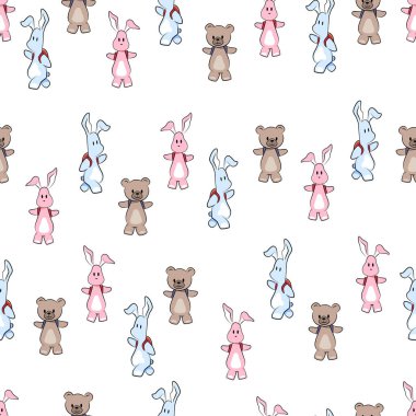 sevimli çizgi tavşan ve ayı hayvan vektör sorunsuz kuvvetler