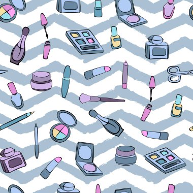 kadının güzellik moda makyaj, yamalar seamless modeli için şeyler parca