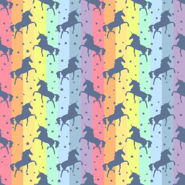 Renkli tek boynuzlu at. Büyülü hayvan gökkuşağı seamless modeli