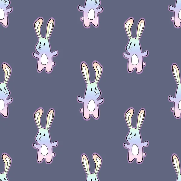 Милий райдужний мультяшний кролик біт з точками безшовний візерунок — стоковий вектор