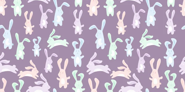 Pastel Wielkanoc bunny rabit zwierząt z jaj wzór — Wektor stockowy