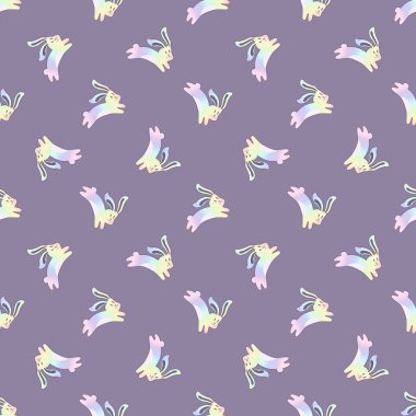 Pastel rainbow tavşan rabit hayvan sonsuz desen