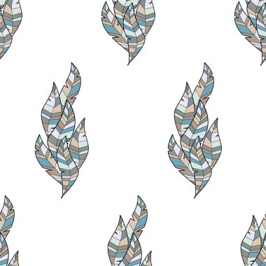 tüy tüy veya yaprak el çekilmiş Dikişsiz desen vektör