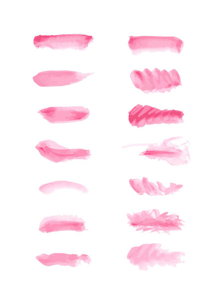 Set of colorful watercolor hand painted isolated strokes banners