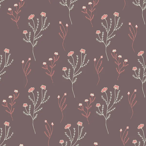 Herbs and flowers Botanical seamless pattern in sketch style Vector Graphics