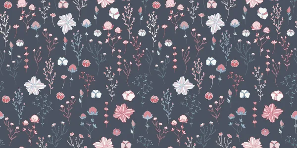 Herbs and flowers Botanical seamless pattern in sketch style Royalty Free Stock Illustrations