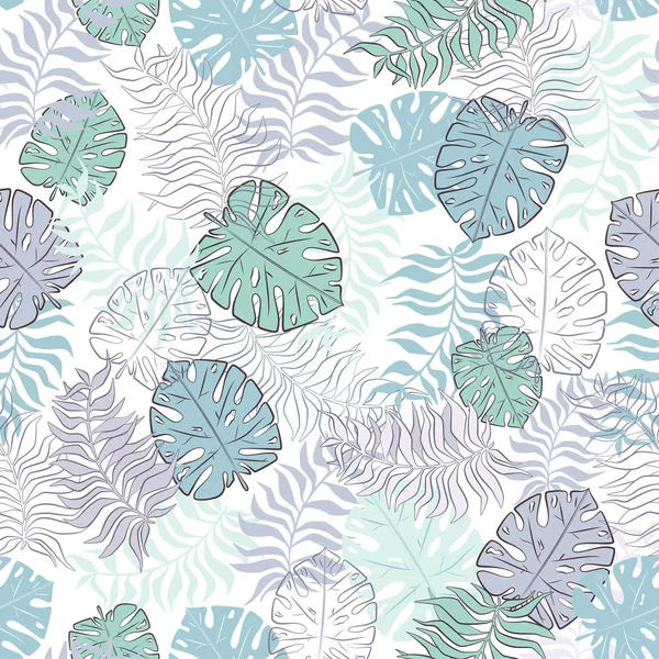 Monstera palm tropical jungle leaf seamless pattern — Stock Vector
