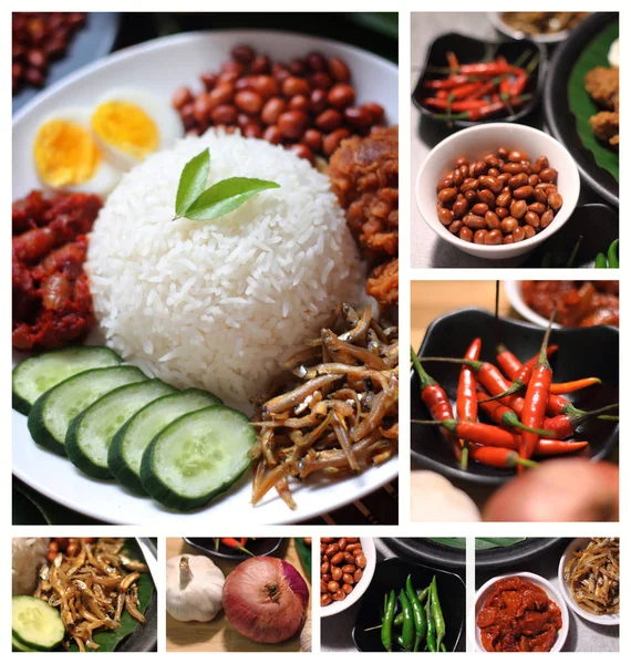 Nasi Lemak Alimento Comune Malesia Brunei Singapore Anche Cibo Nazionale — Foto Stock