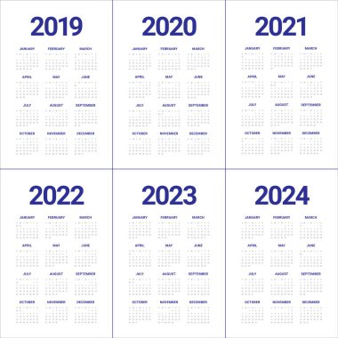 2021 - 2024 Calendar - Year 2019 2020 2021 2022 2023 2024 Calendar Vector Design Vector Image By C Dolphfynlow Vector Stock 214579262, Download the printable 2024 calendar with holidays.