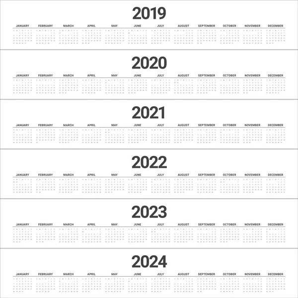 Año 2019 2020 2021 2022 2023 2024 Plantilla Diseño Vectores — Archivo Imágenes Vectoriales