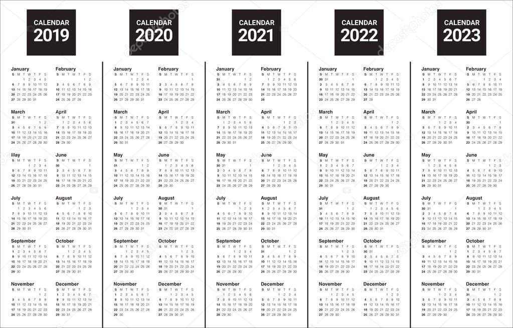 Las Vegas Calendar 2023 Year 2019 2020 2021 2022 2023 Calendar Vector Design Template — Stock Vector © dolphfynlow