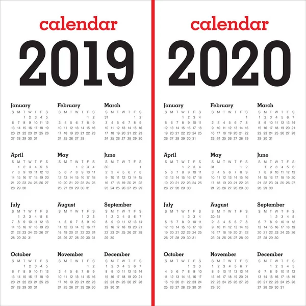 7,246 Calendar 2019 2020 Vectors, Royalty-free Vector Calendar 2019 ...