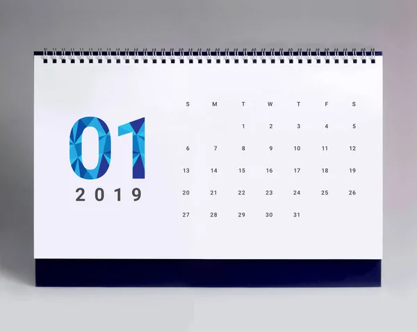 Biurko Proste Kalendarz Dla Stycznia 2019 — Zdjęcie stockowe