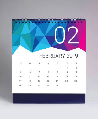 Şubat 2019 için basit Masa Takvimi