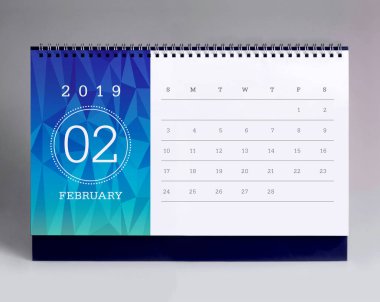 Şubat 2019 için basit Masa Takvimi