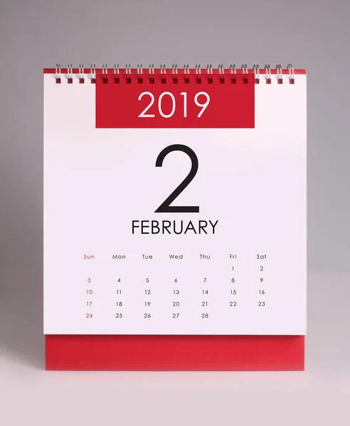 Einfacher Schreibtischkalender Für Februar 2019 — Stockfoto
