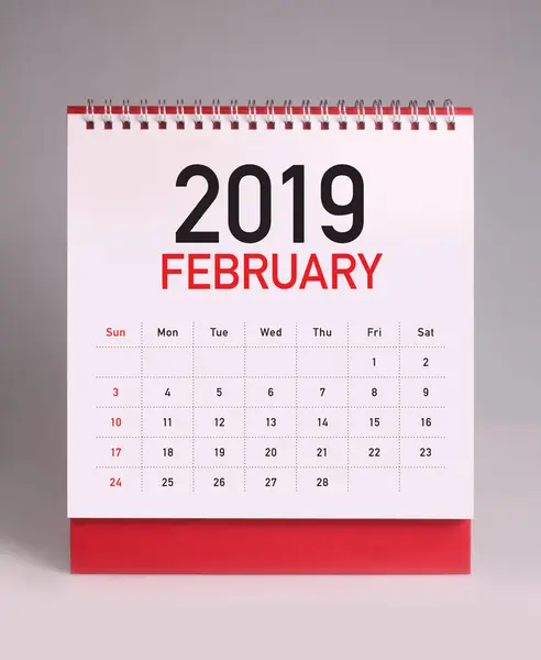 Calendario Escritorio Simple Para Febrero 2019 — Foto de Stock