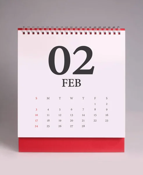 Egyszerű Asztali Naptár 2019 Február — Stock Fotó