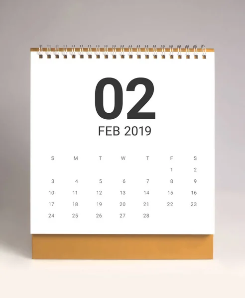 Calendario Escritorio Simple Para Febrero 2019 —  Fotos de Stock