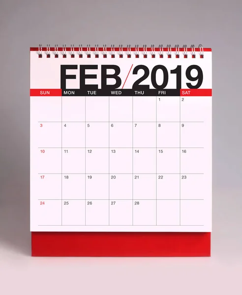 Calendario Escritorio Simple Para Febrero 2019 —  Fotos de Stock