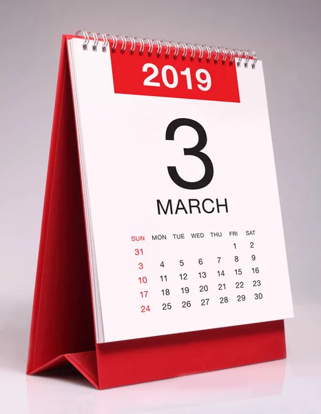 Einfacher Schreibtischkalender Für März 2019 — Stockfoto