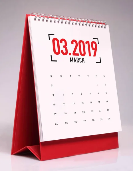 Calendario Scrittoio Semplice Marzo 2019 — Foto Stock