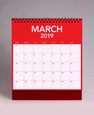 Mart 2019 için basit Masa Takvimi