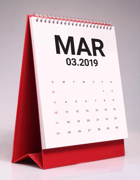 Einfacher Schreibtischkalender Für März 2019 — Stockfoto