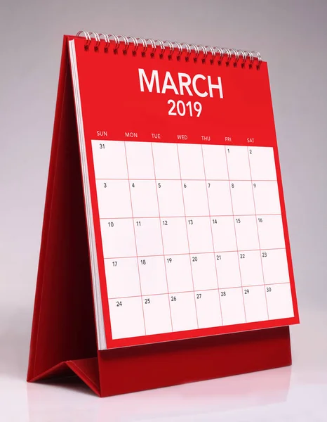 Calendario Scrittoio Semplice Marzo 2019 — Foto Stock