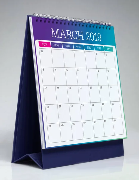 Biurko Proste Kalendarz Marca 2019 — Zdjęcie stockowe