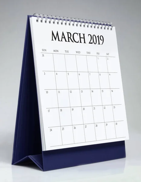 Calendario Scrittoio Semplice Marzo 2019 — Foto Stock