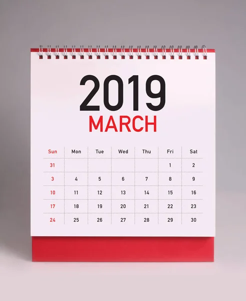 Calendario Scrittoio Semplice Marzo 2019 — Foto Stock