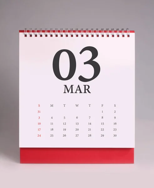 Simple desk calendar for March 2019