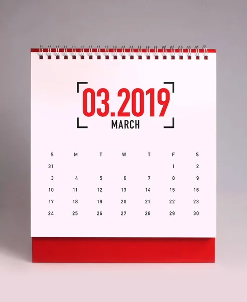 Calendário Mesa Simples Para Março 2019 — Fotografia de Stock