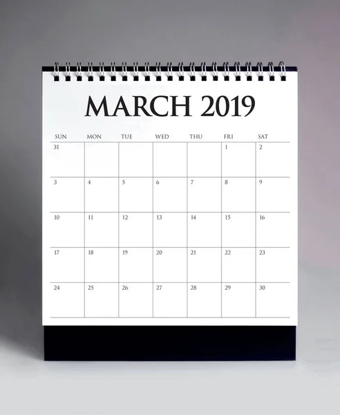 Calendario Escritorio Simple Para Marzo 2019 —  Fotos de Stock