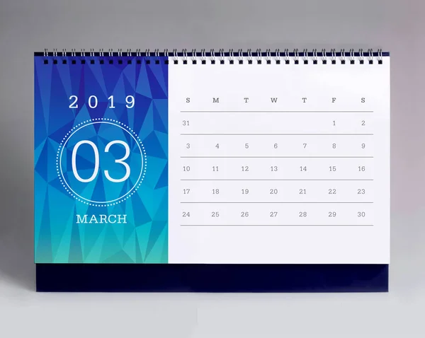 Einfacher Schreibtischkalender Für März 2019 — Stockfoto
