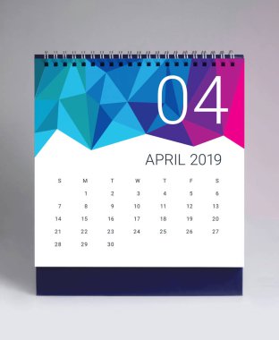 Nisan 2019 için basit Masa Takvimi