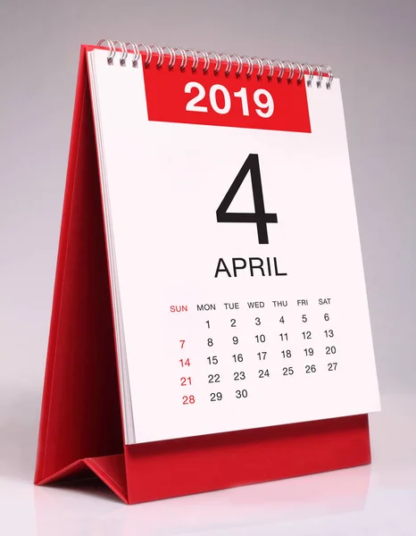 Calendário Mesa Simples Para Abril 2019 — Fotografia de Stock