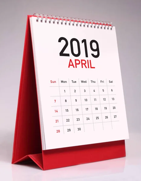 Semplice Calendario Scrivania Aprile 2019 — Foto Stock