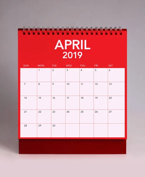Calendário Mesa Simples Para Abril 2019 — Fotografia de Stock