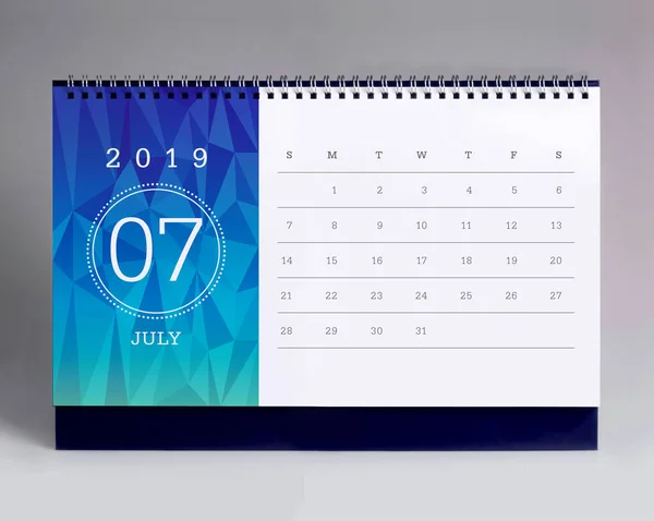 Biurko Proste Kalendarz Dla Lipca 2019 — Zdjęcie stockowe