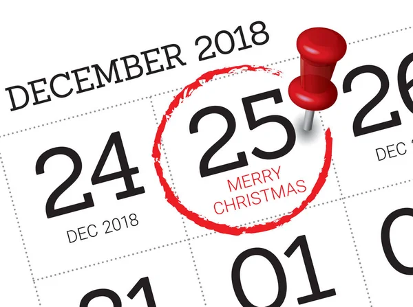 Κοντινό Πλάνο Της Ημέρας Των Χριστουγέννων 2018 Στο Ημερολόγιο Ημερολόγιο — Φωτογραφία Αρχείου