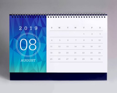 Ağustos 2019 için basit Masa Takvimi