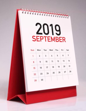 Eylül 2019 için basit Masa Takvimi